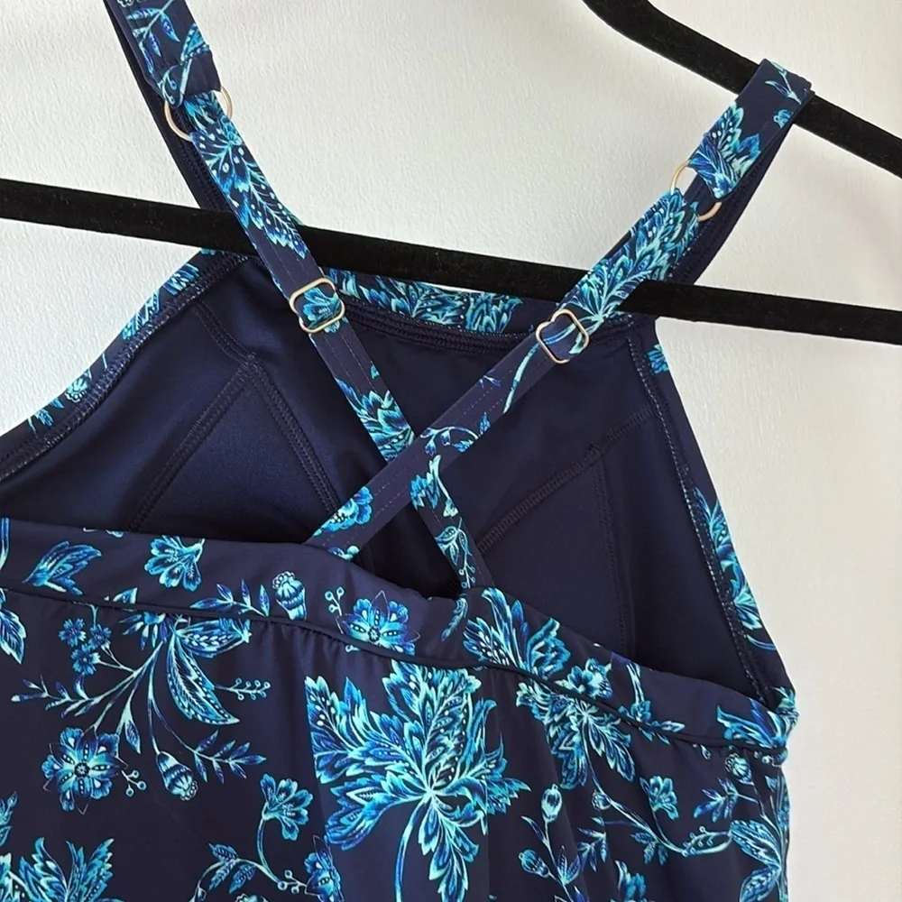 Lands End High Neck Swim Dress Swimsuit 4